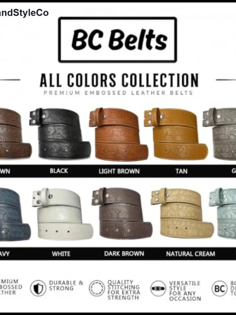 Western Leather Belt Strap 1.5